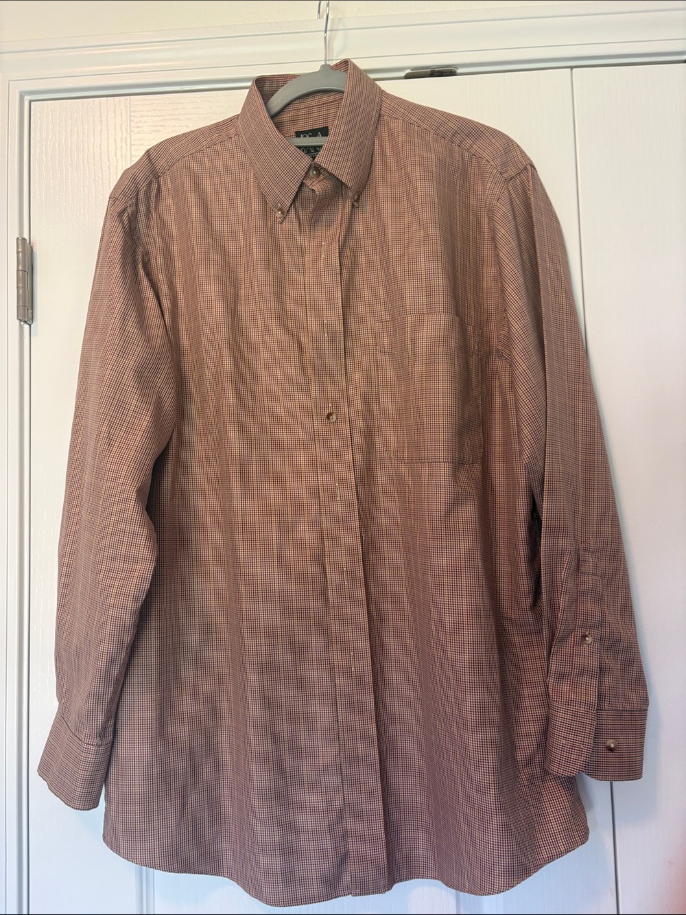 Men's Button-Down Dress Shirt - Brown Plaid joseph A Banks M